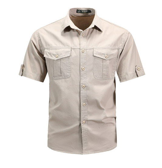 Men's Cargo Pocket Short Sleeve Button Up Summer Shirt