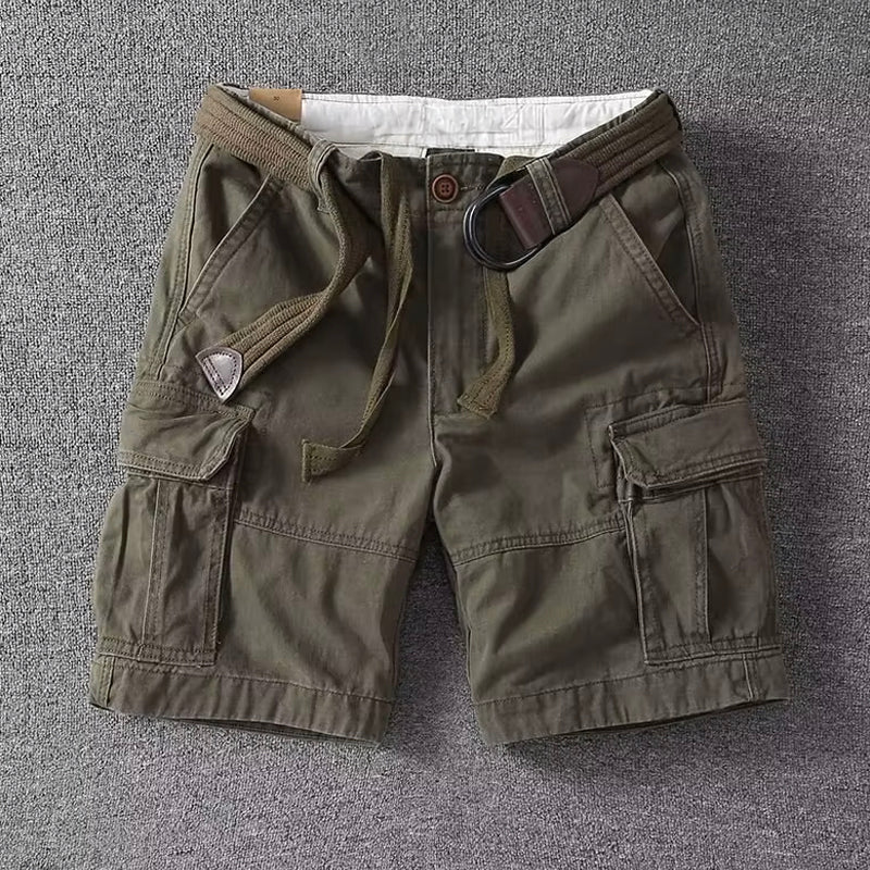 Men's Cargo Shorts with Belt Multi-Pocket Relaxed Fit Casual