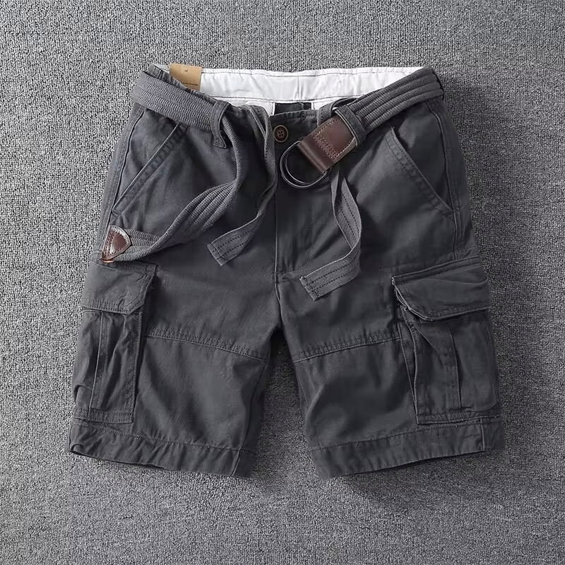 Men's Cargo Shorts with Belt Multi-Pocket Relaxed Fit Casual