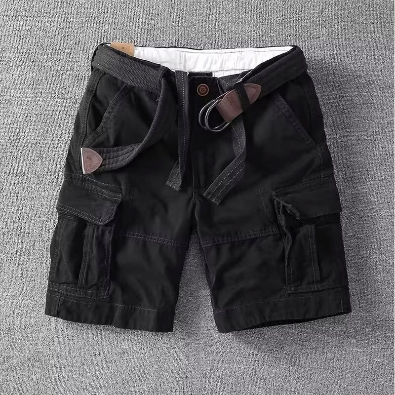 Men's Cargo Shorts with Belt Multi-Pocket Relaxed Fit Casual