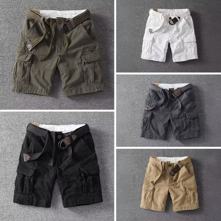 Men's Cargo Shorts with Belt Multi-Pocket Relaxed Fit Casual