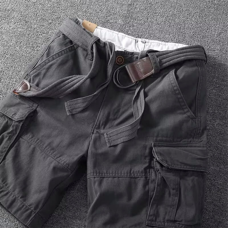 Men's Cargo Shorts with Belt Multi-Pocket Relaxed Fit Casual