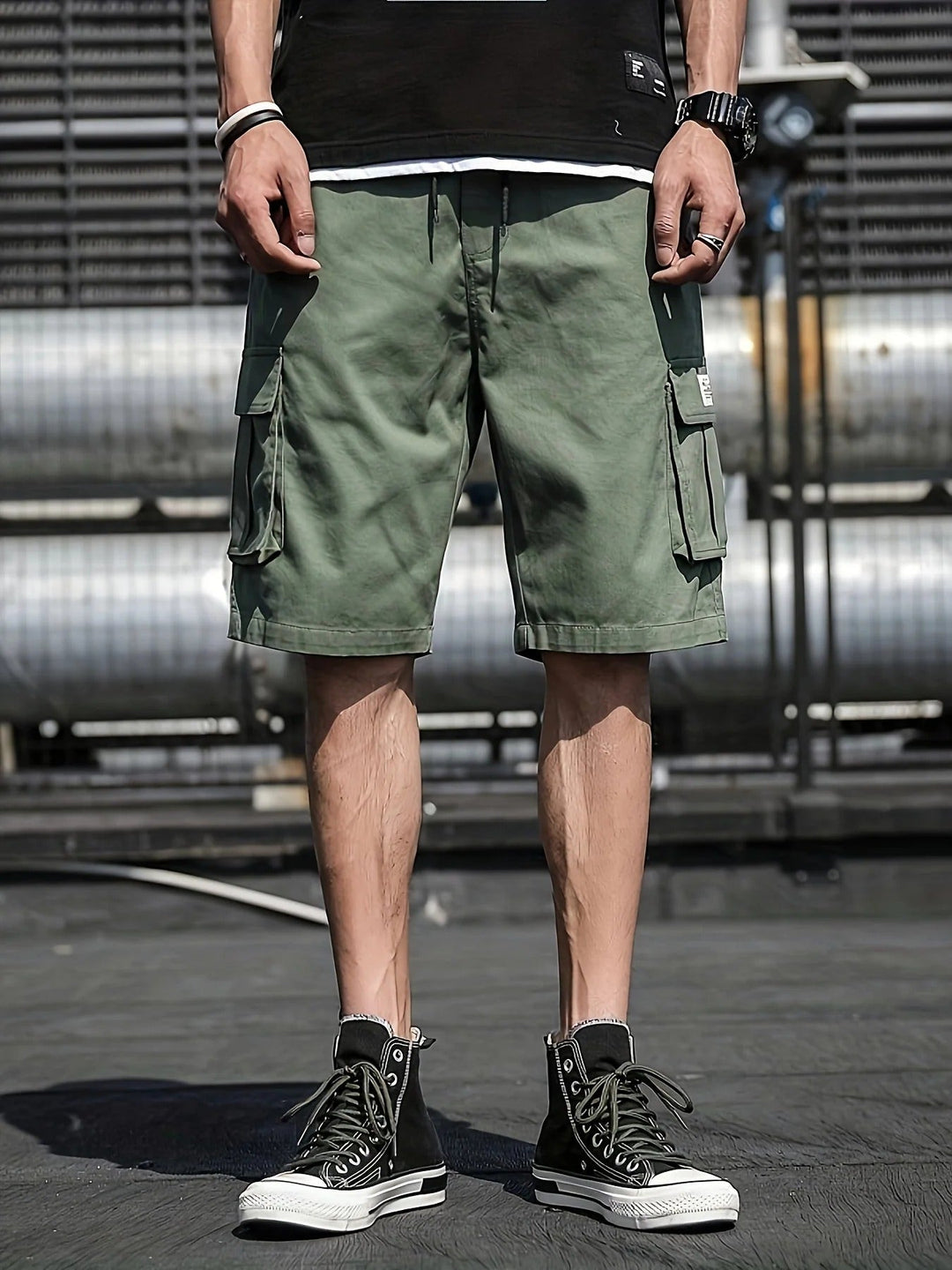 Men's Cargo Shorts with Pockets, Relaxed Knee-Length Summer Fit