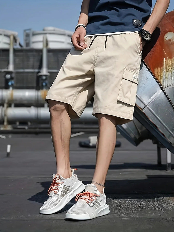Men's Cargo Shorts with Pockets, Relaxed Knee-Length Summer Fit