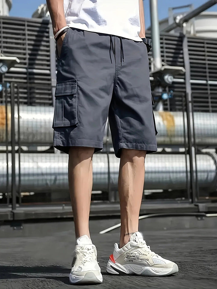 Men's Cargo Shorts with Pockets, Relaxed Knee-Length Summer Fit