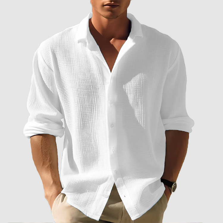 Men's Casual Button Down Shirt Long Sleeve Summer Style