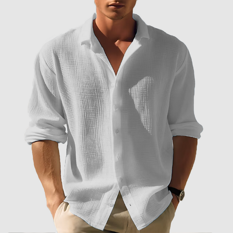 Men's Casual Button Down Shirt Long Sleeve Summer Style