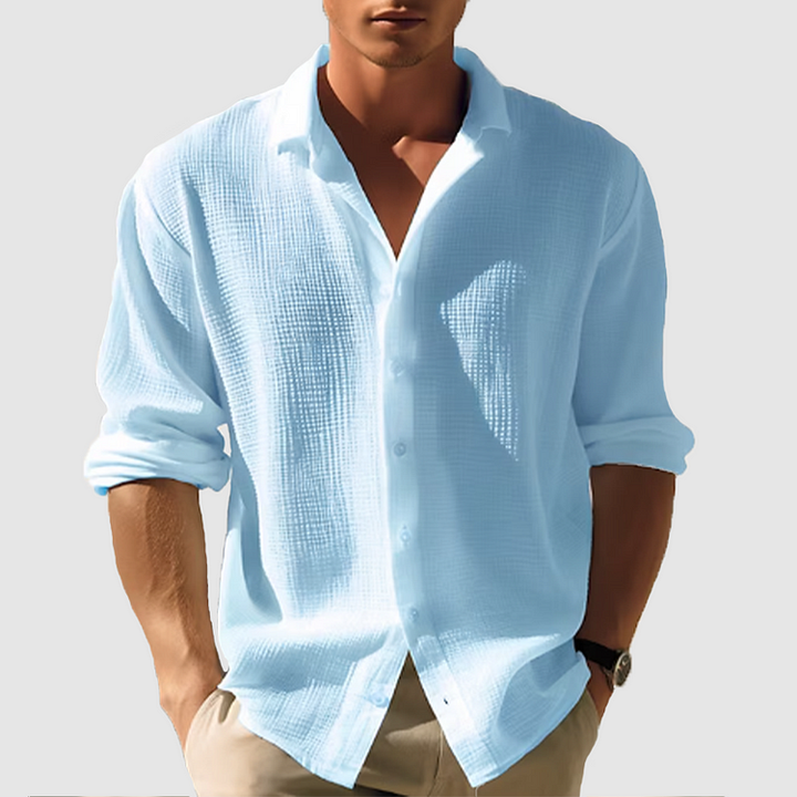 Men's Casual Button Down Shirt Long Sleeve Summer Style