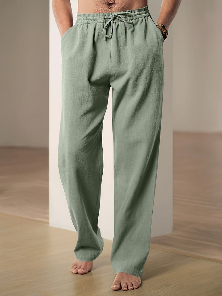 Men's Casual Drawstring Elastic Waist Straight Leg Pants