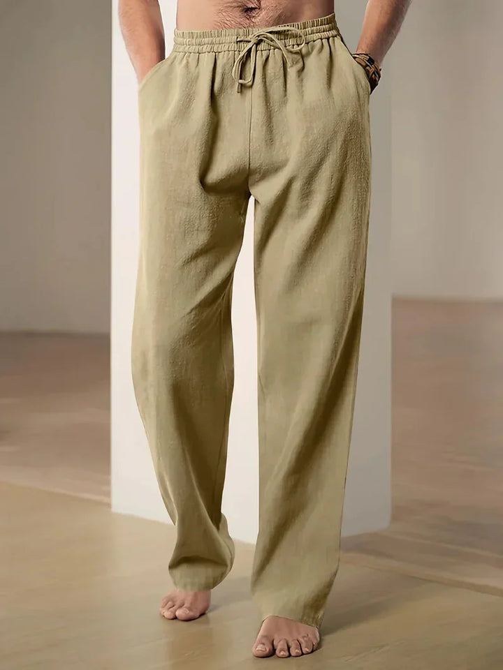 Men's Casual Drawstring Elastic Waist Straight Leg Pants