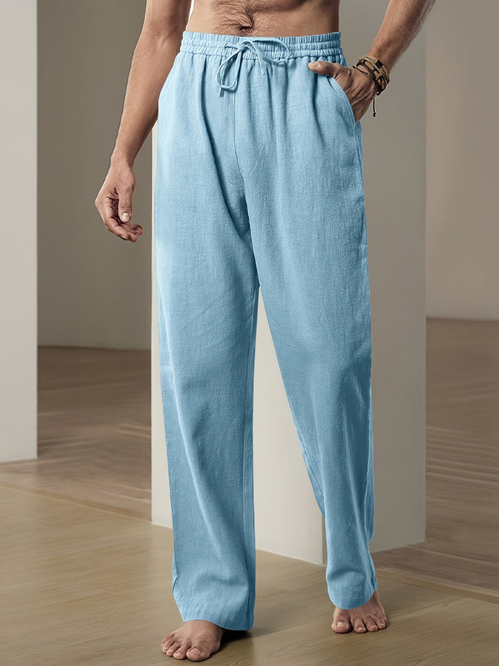 Men's Casual Drawstring Elastic Waist Straight Leg Pants
