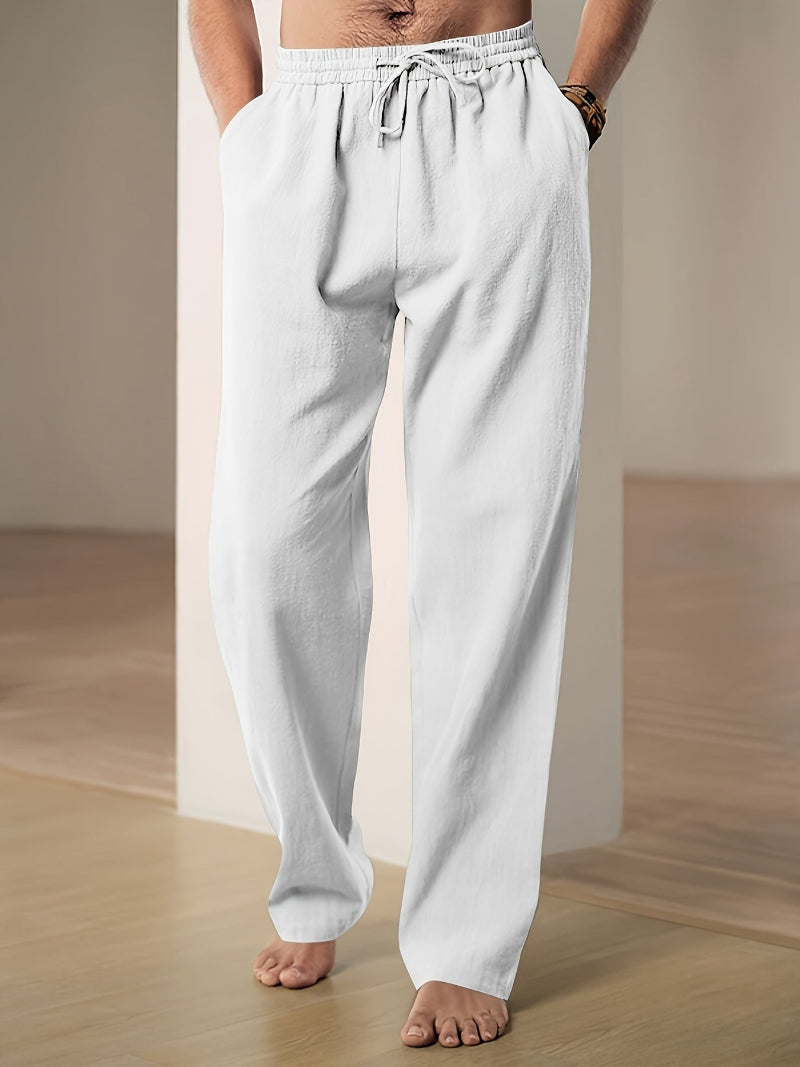 Men's Casual Drawstring Elastic Waist Straight Leg Pants
