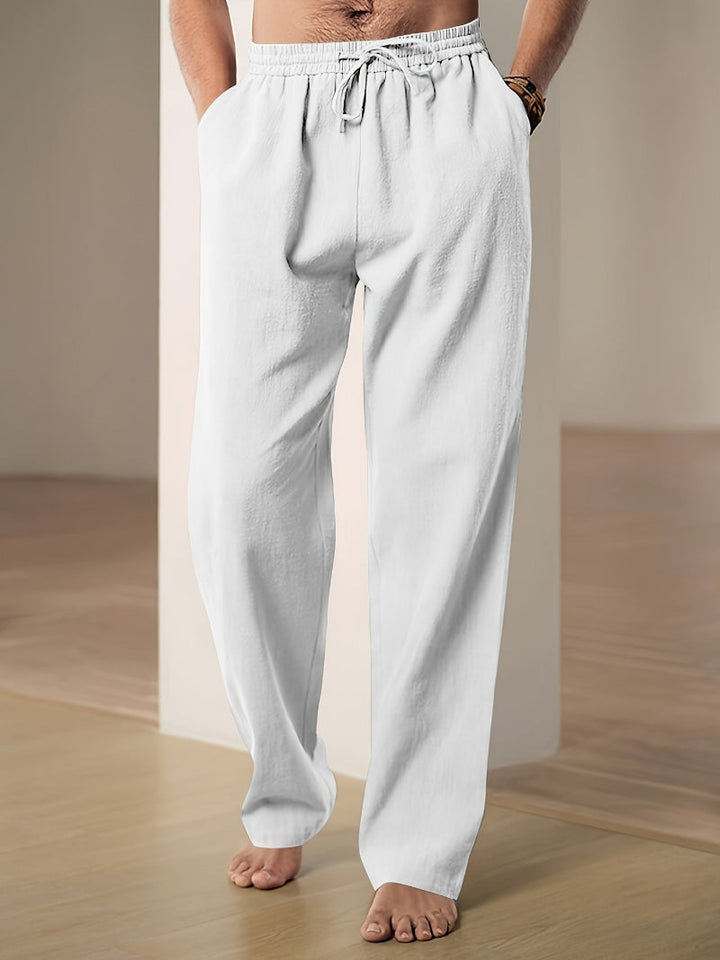 Men's Casual Drawstring Elastic Waist Straight Leg Pants