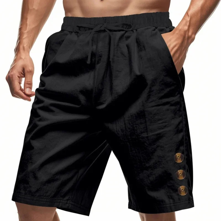 Men's Casual Drawstring Shorts Button Detail Summer Side Pockets