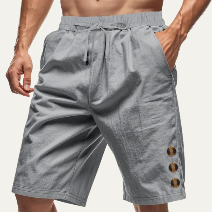 Men's Casual Drawstring Shorts Button Detail Summer Side Pockets