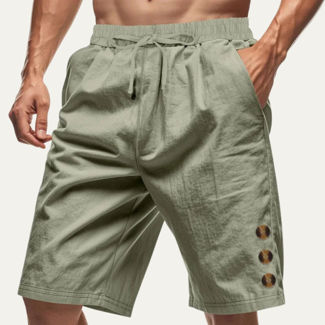 Men's Casual Drawstring Shorts Button Detail Summer Side Pockets