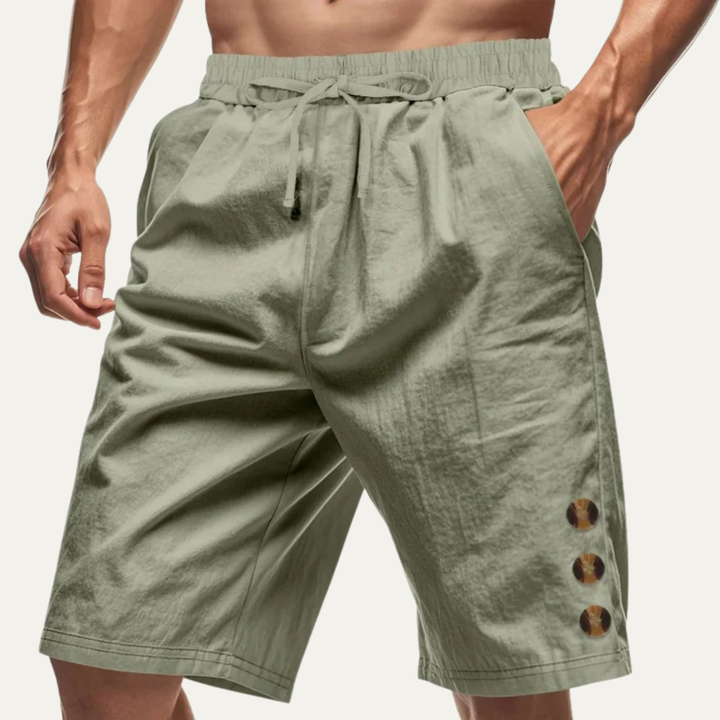 Men's Casual Drawstring Shorts Button Detail Summer Side Pockets