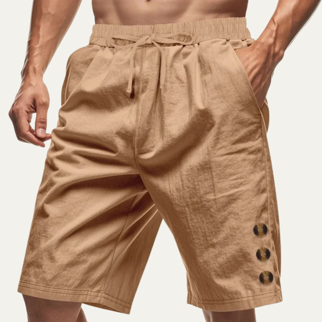 Men's Casual Drawstring Shorts Button Detail Summer Side Pockets