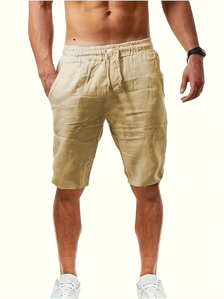 Men's Casual Knee Length Shorts, Elastic Waist with Pockets Summer