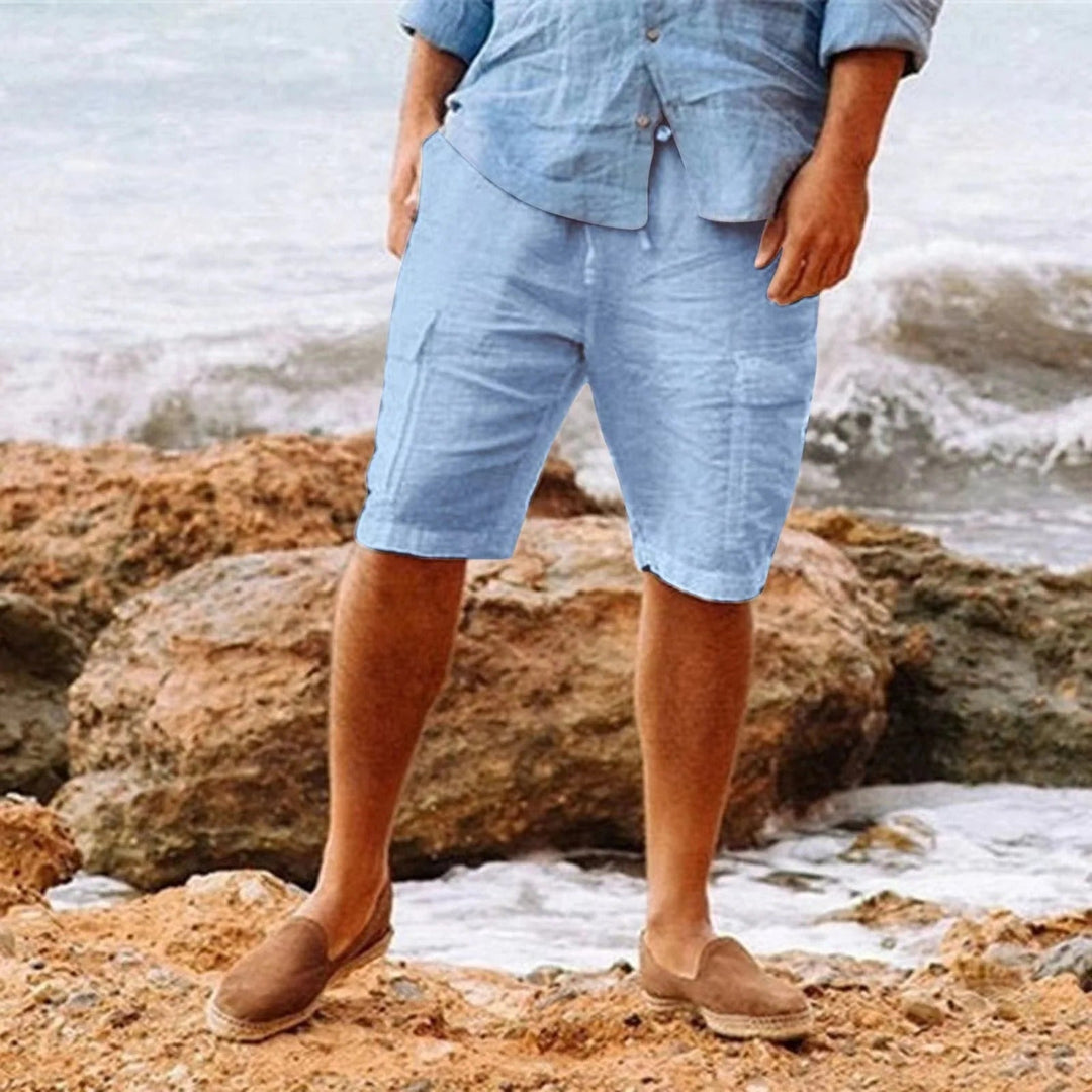 Men's Casual Knee Length Shorts with Drawstring and Pockets, Summer