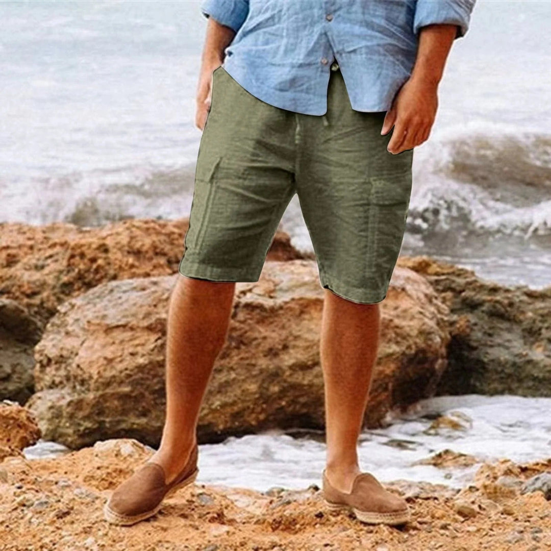 Men's Casual Knee Length Shorts with Drawstring and Pockets, Summer