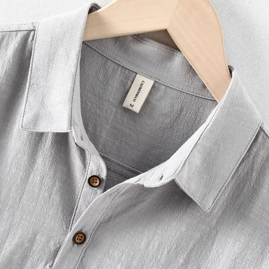 Men's Casual Linen Shirt Short Sleeve Button Up Beach Summer