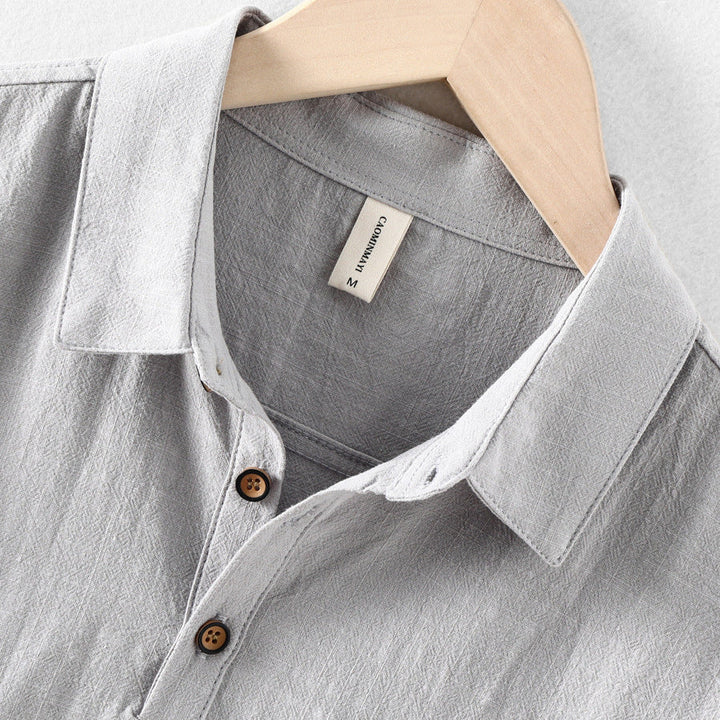 Men's Casual Linen Shirt Short Sleeve Button Up Beach Summer