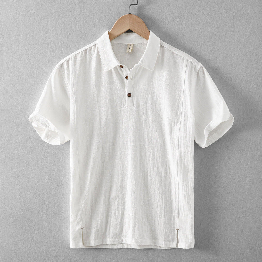 Men's Casual Linen Shirt Short Sleeve Button Up Beach Summer