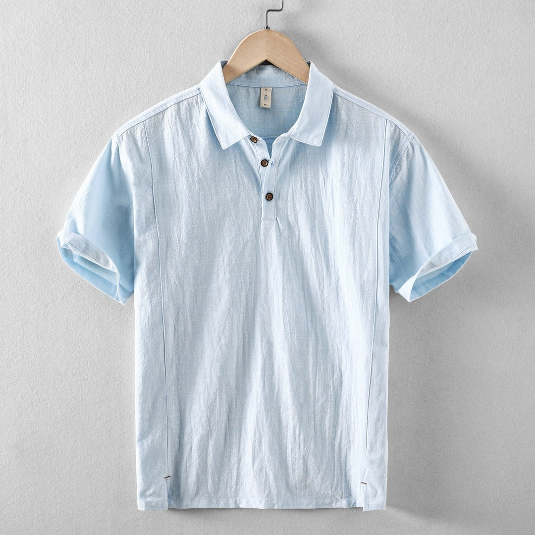 Men's Casual Linen Shirt Short Sleeve Button Up Beach Summer