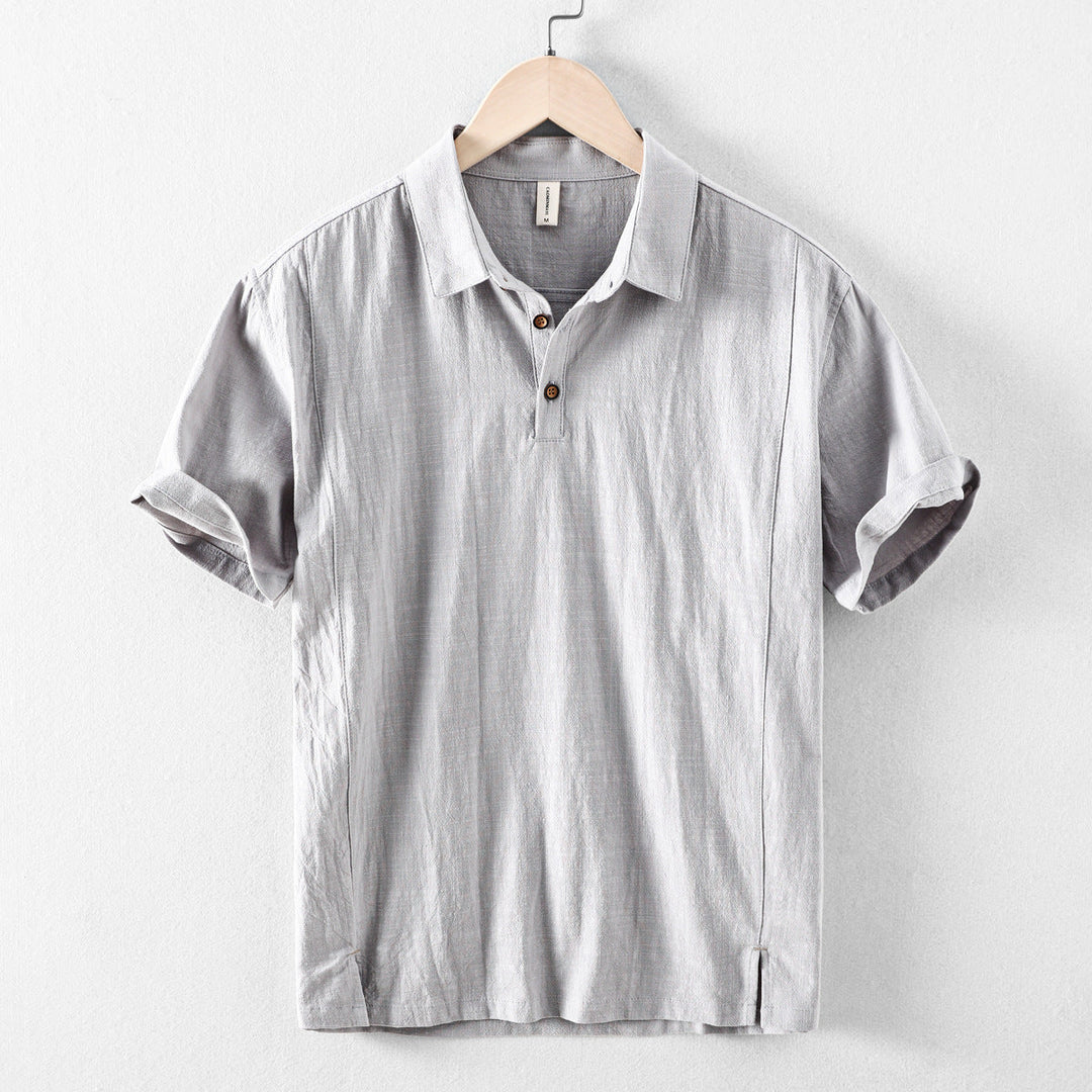 Men's Casual Linen Shirt Short Sleeve Button Up Beach Summer