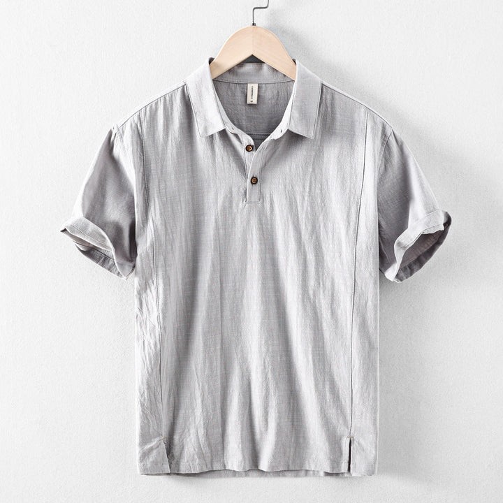 Men's Casual Linen Shirt Short Sleeve Button Up Beach Summer