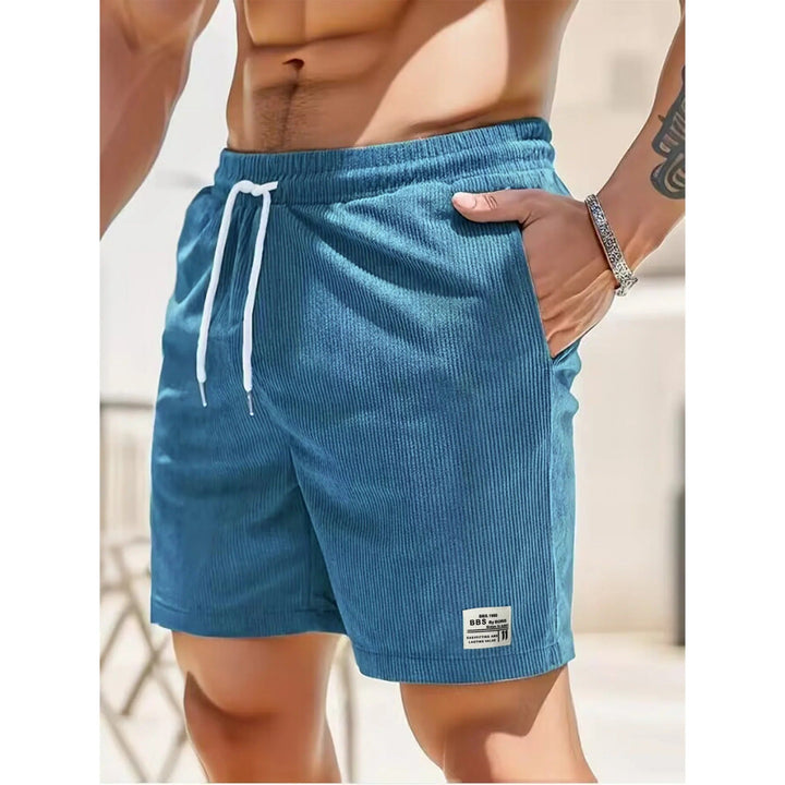 Men's Casual Ribbed Shorts with Pockets, Drawstring Summer Shorts