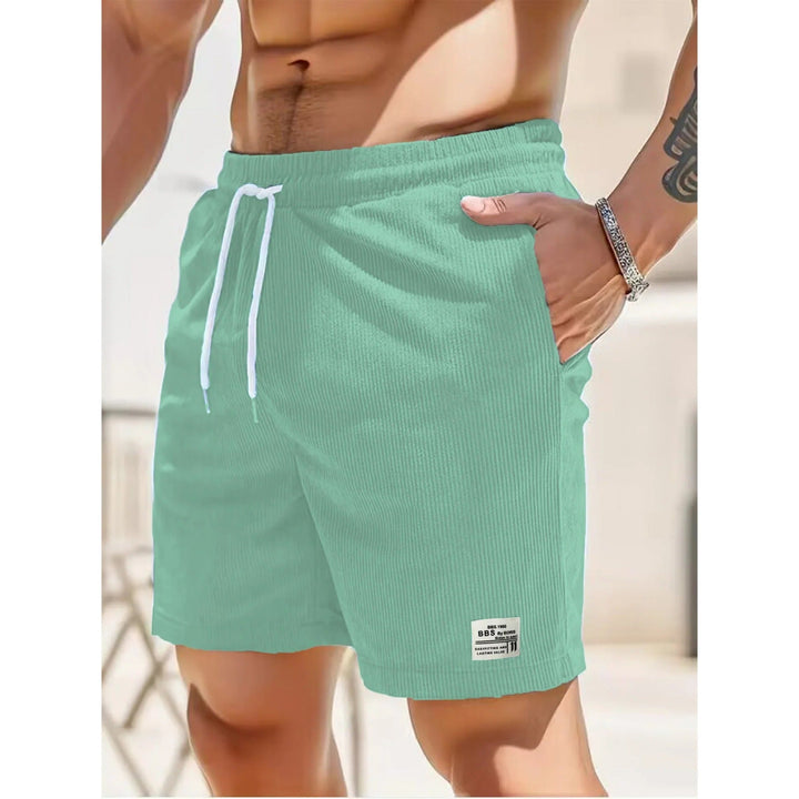 Men's Casual Ribbed Shorts with Pockets, Drawstring Summer Shorts