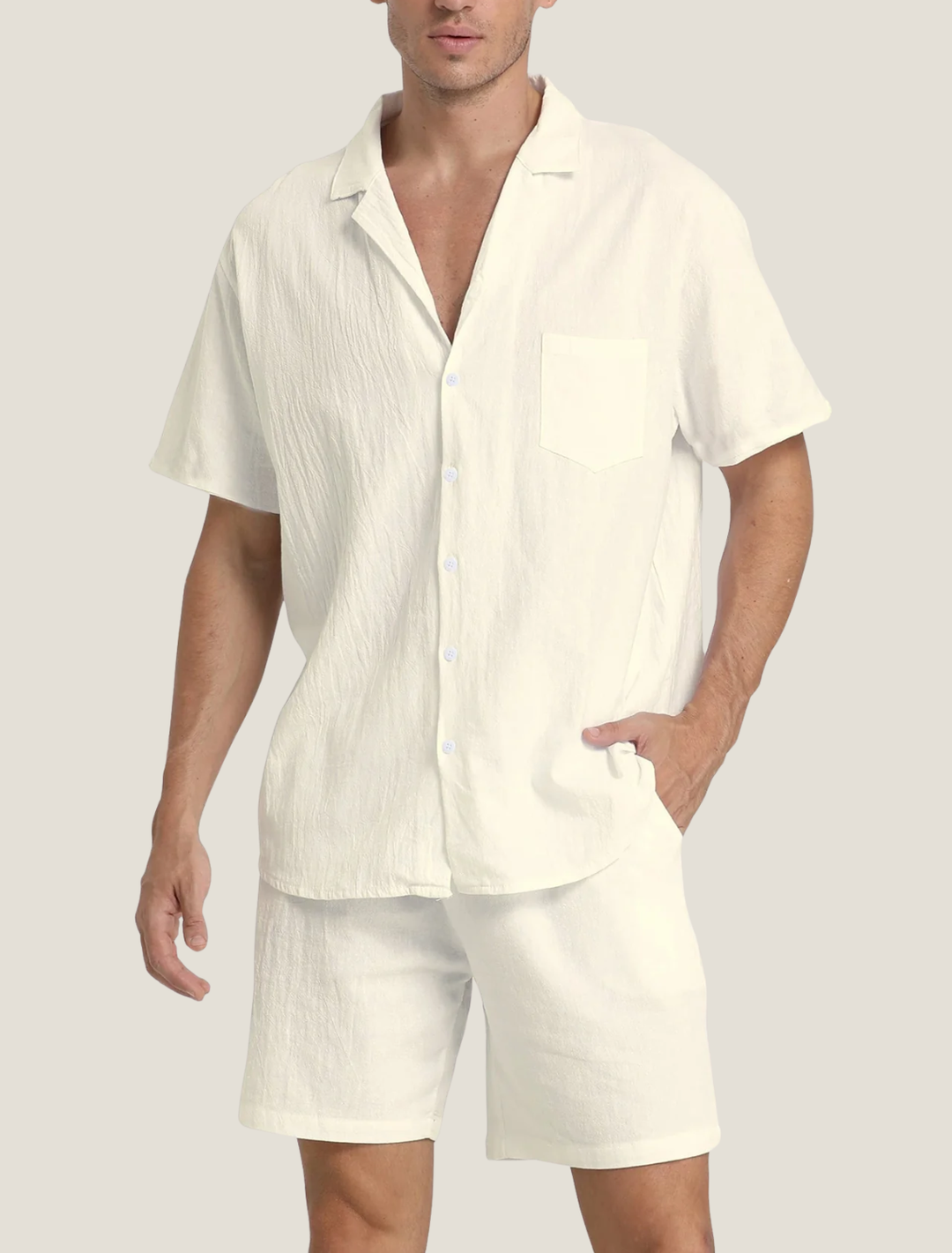 Men's Casual Short Sleeve Shirt and Shorts Two Piece Summer Set