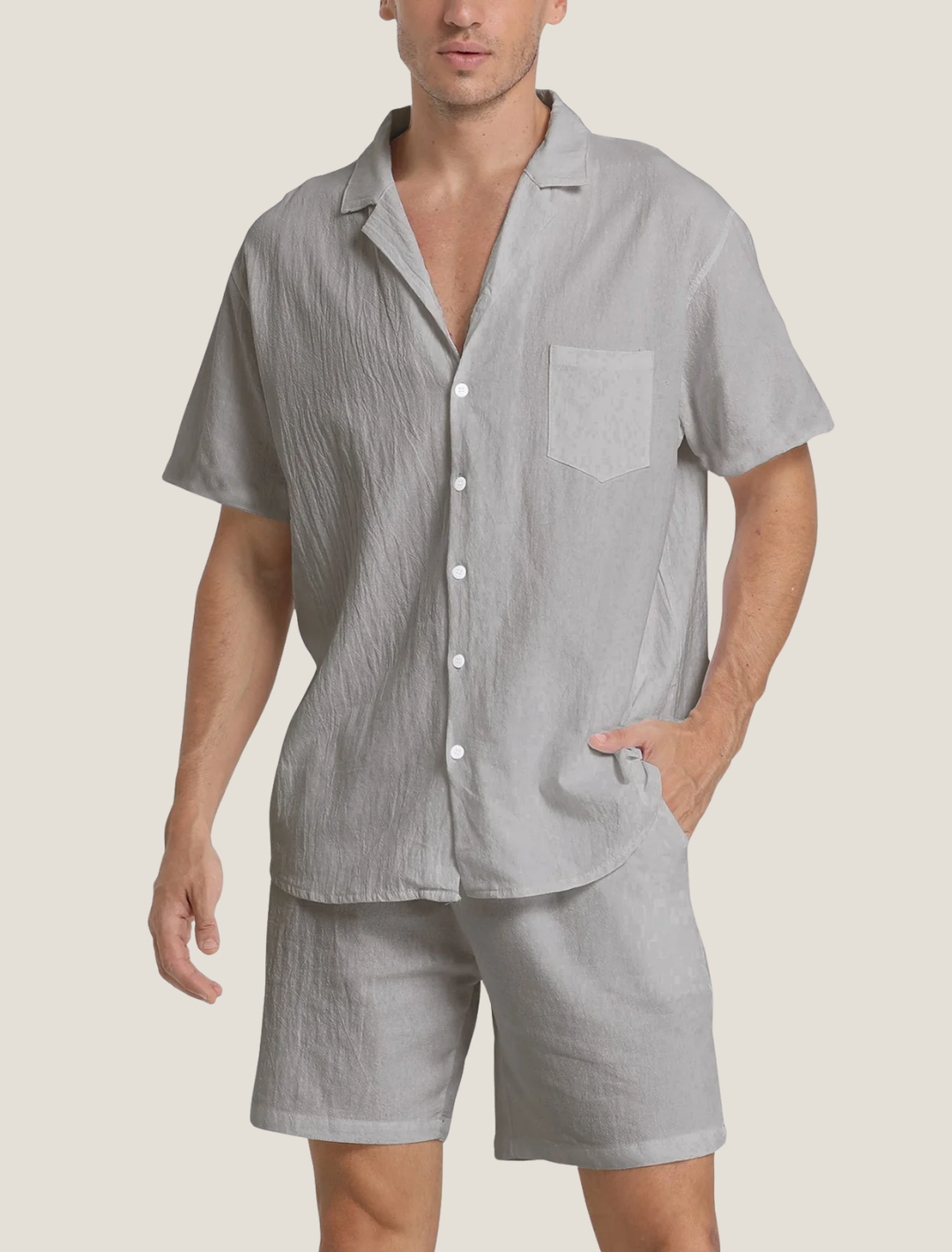 Men's Casual Short Sleeve Shirt and Shorts Two Piece Summer Set