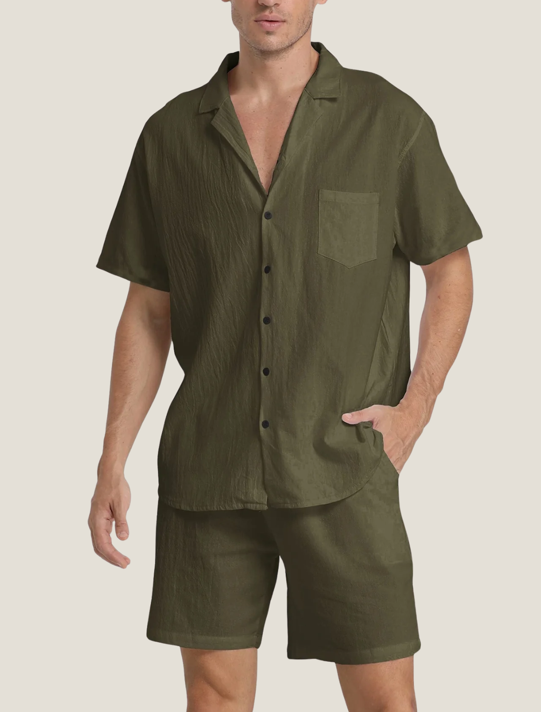 Men's Casual Short Sleeve Shirt and Shorts Two Piece Summer Set