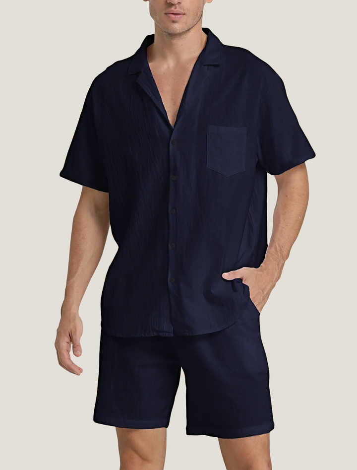 Men's Casual Short Sleeve Shirt and Shorts Two Piece Summer Set