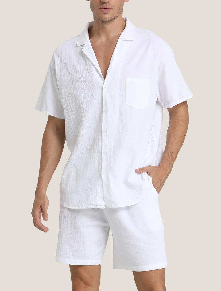 Men's Casual Short Sleeve Shirt and Shorts Two Piece Summer Set