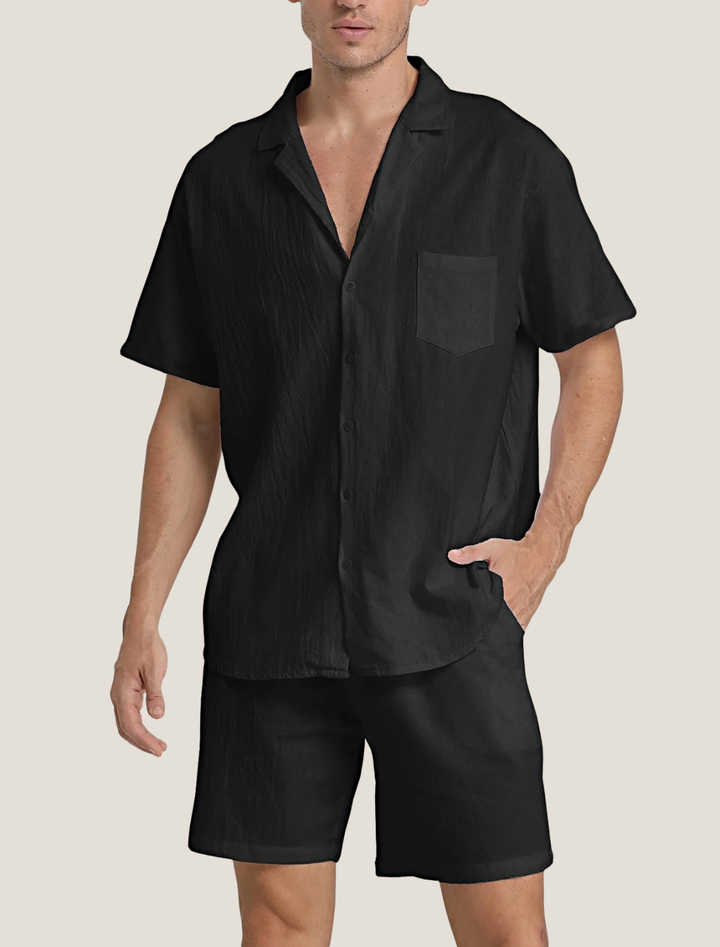 Men's Casual Short Sleeve Shirt and Shorts Two Piece Summer Set