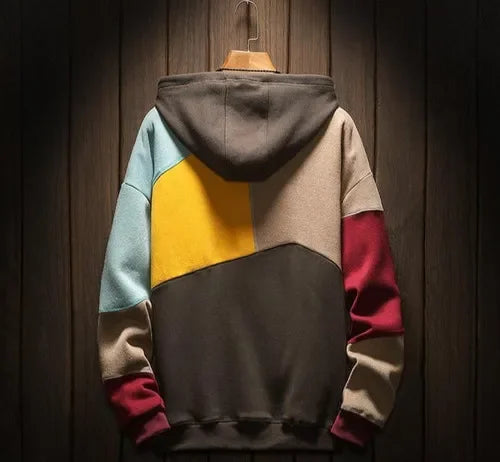 Men's Color Block Kangaroo Pocket Hooded Sweatshirt
