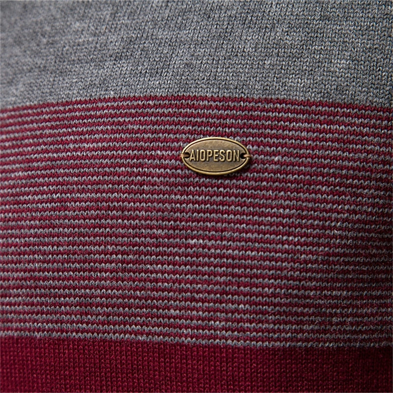 Men's Color Block Striped Quarter Zip Pullover Sweater
