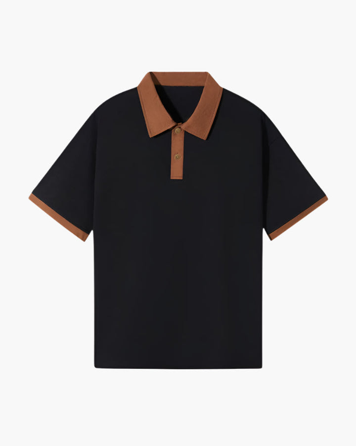 Men's Contrast Collar Polo Shirt, Short Sleeve Summer Top