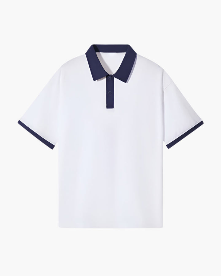 Men's Contrast Collar Polo Shirt, Short Sleeve Summer Top