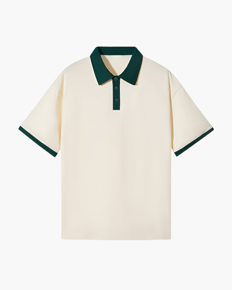 Men's Contrast Collar Polo Shirt, Short Sleeve Summer Top
