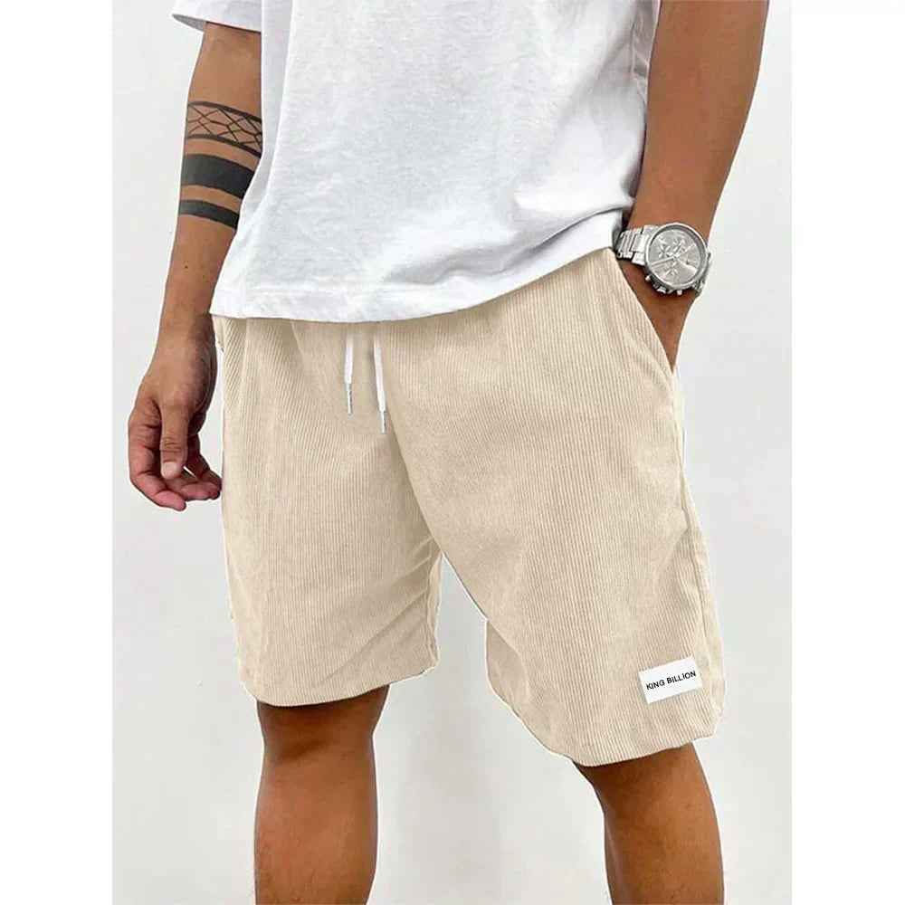 Men's Corduroy Shorts, Drawstring Knee-Length Casual Summer Cord Shorts