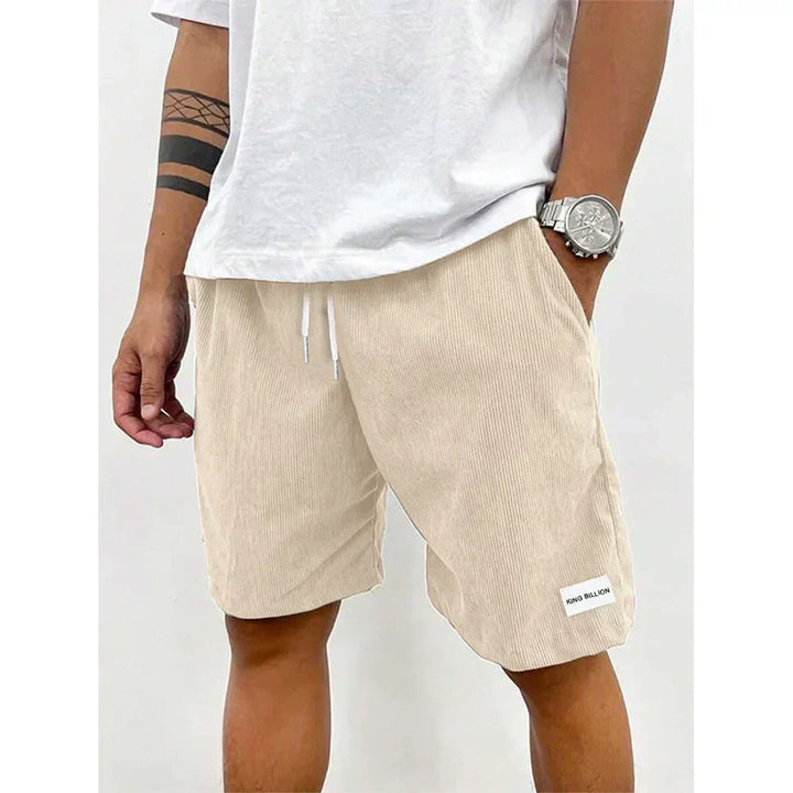 Men's Corduroy Shorts, Drawstring Knee-Length Casual Summer Cord Shorts
