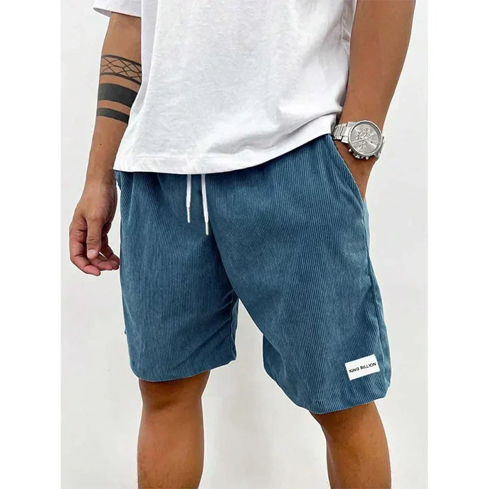 Men's Corduroy Shorts, Drawstring Knee-Length Casual Summer Cord Shorts