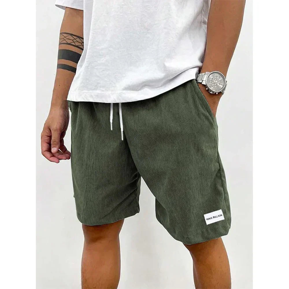 Men's Corduroy Shorts, Drawstring Knee-Length Casual Summer Cord Shorts