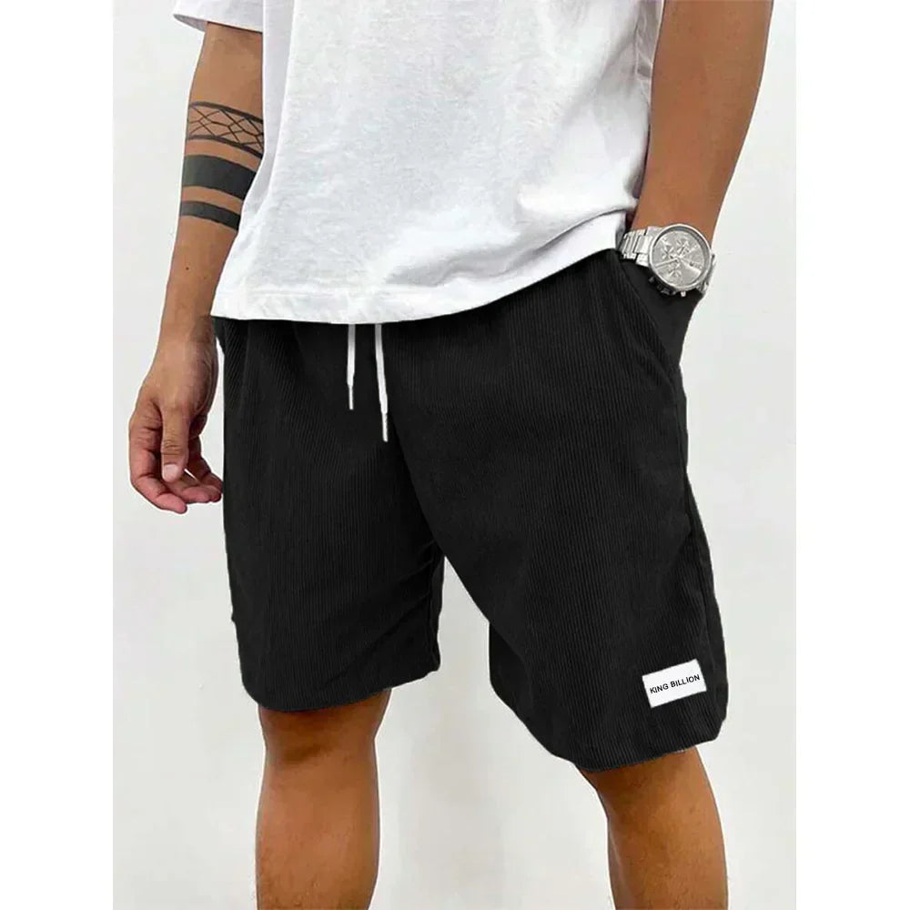 Men's Corduroy Shorts, Drawstring Knee-Length Casual Summer Cord Shorts