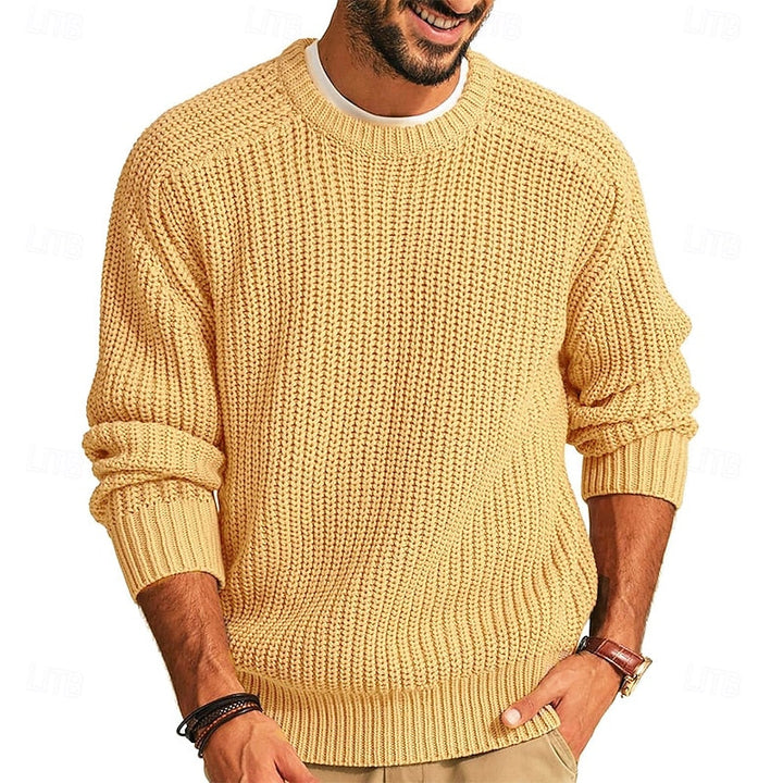 Men's Crewneck Ribbed Knit Regular Fit Pullover Sweater